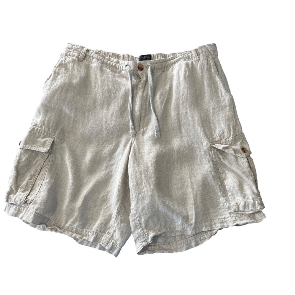 Club Room Mens Linen Cargo Shorts Sz 42 Pockets Elastic Beach Tropical Vacation‎